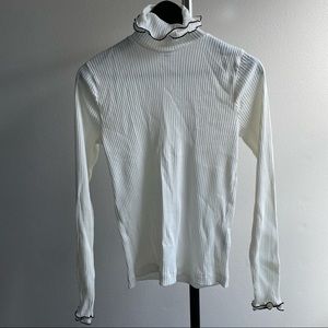 J Crew ribbed lettuce trim turtle neck